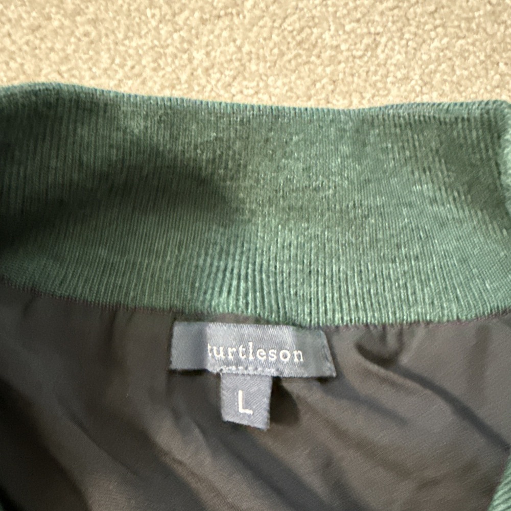 Turtleson 100% Merino Wool Quarter Zip Sweater Men's Large Forest Green Pullover - Picture 3 of 9